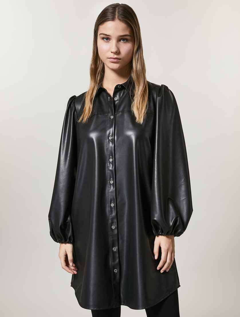 Coated fabric dress - Black - Marina Rinaldi