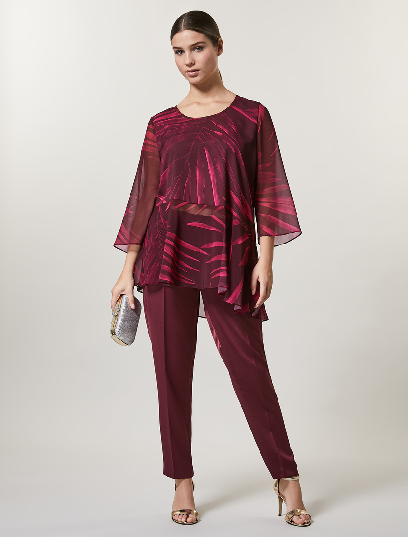 Blusa in crêpe de Chine - Bordeaux - Marina Rinaldi - 4