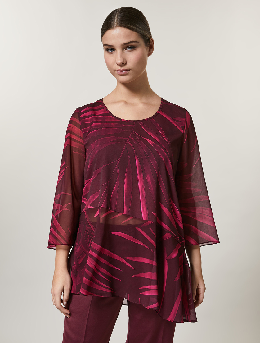Blusa in crêpe de Chine - Bordeaux - Marina Rinaldi