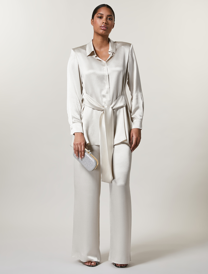 Kleid aus Satin - Helles Beige - Marina Rinaldi - 4