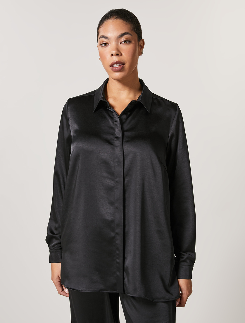 Kleid aus Satin - Schwarz - Marina Rinaldi