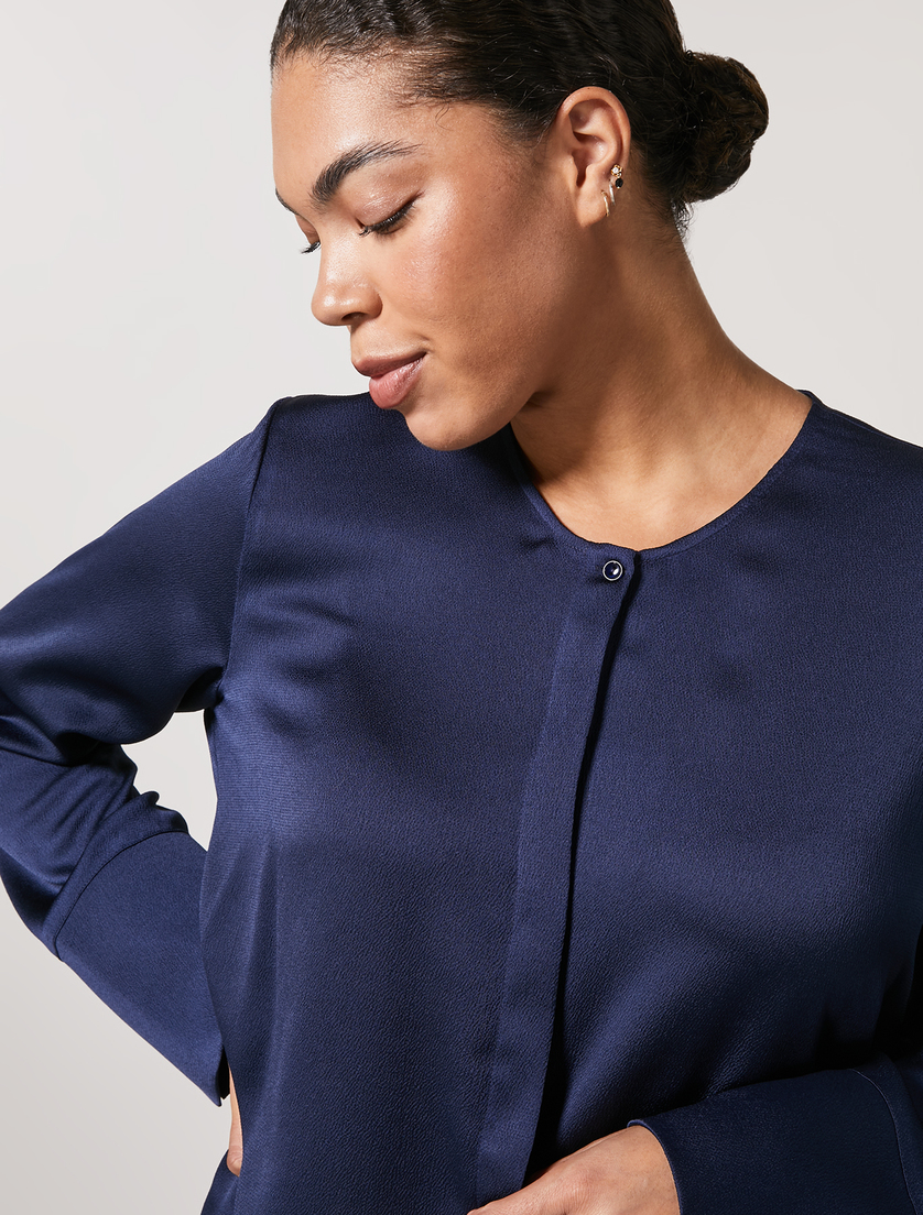 Bluse aus Satin - Dunkelblau - Marina Rinaldi - 2