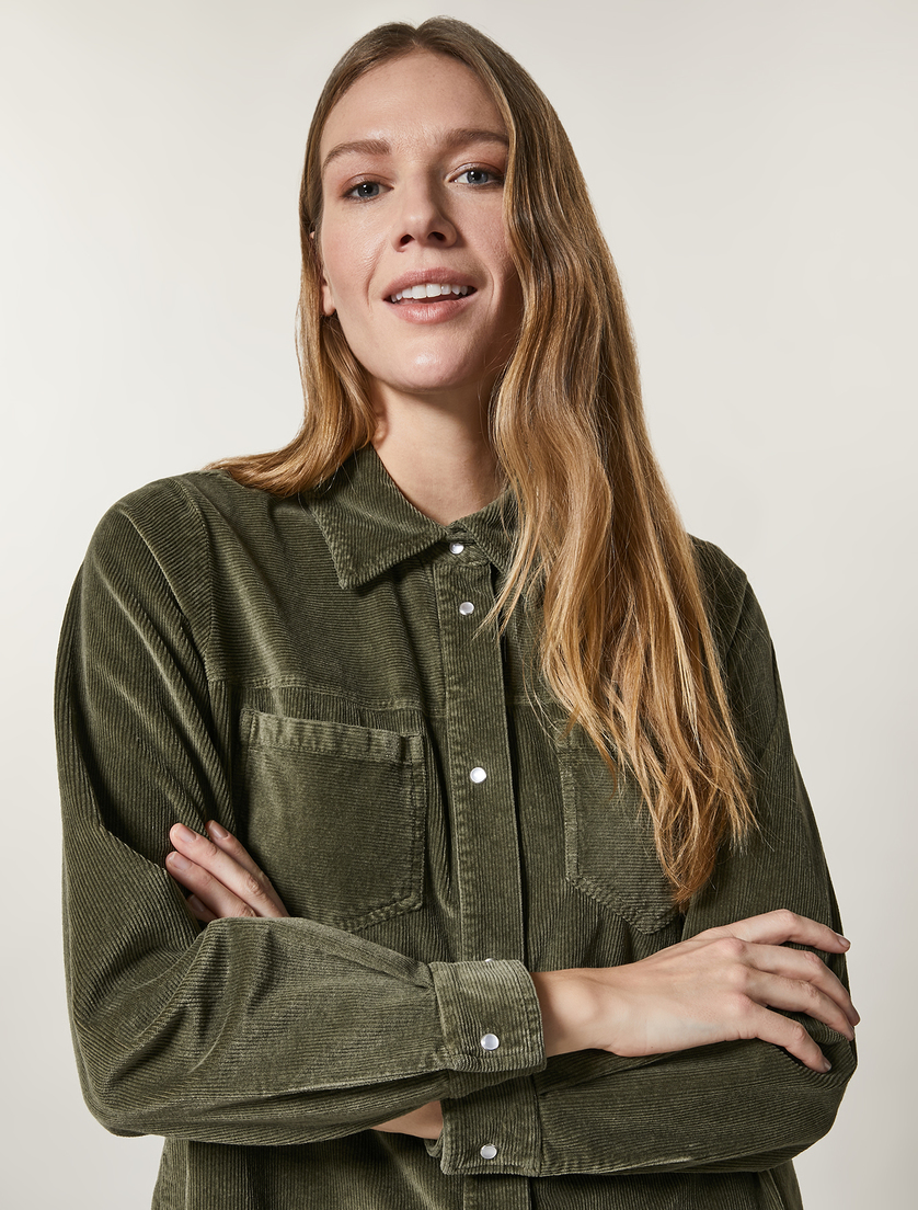 Lange Bluse aus elastischem Samt - Armee Grün - Marina Rinaldi - 2