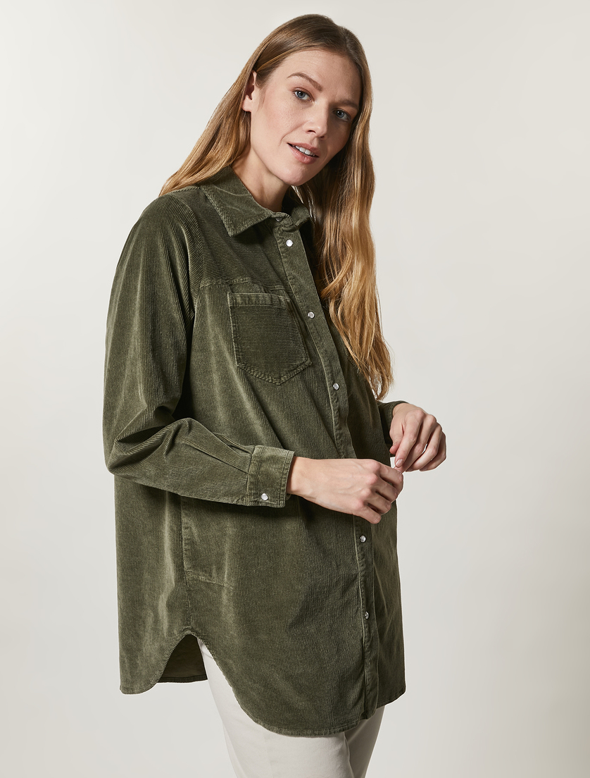 Lange Bluse aus elastischem Samt - Armee Grün - Marina Rinaldi