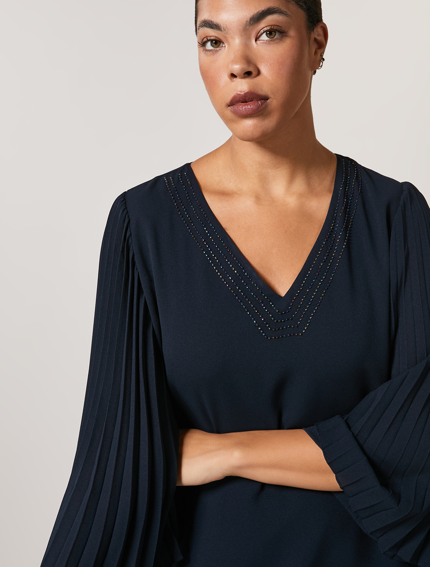 Robe en crêpe - Blue foncé - Marina Rinaldi - 2
