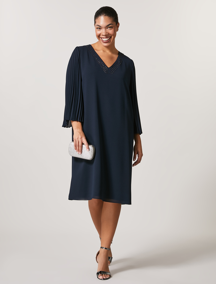 Robe en crêpe - Blue foncé - Marina Rinaldi - 4