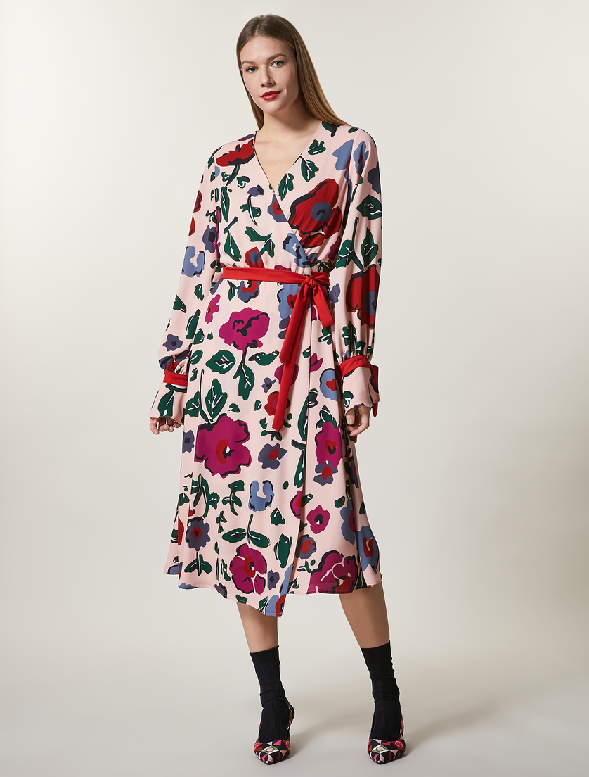 Kleid aus bedrucktem Cady - Rosa - Marina Rinaldi