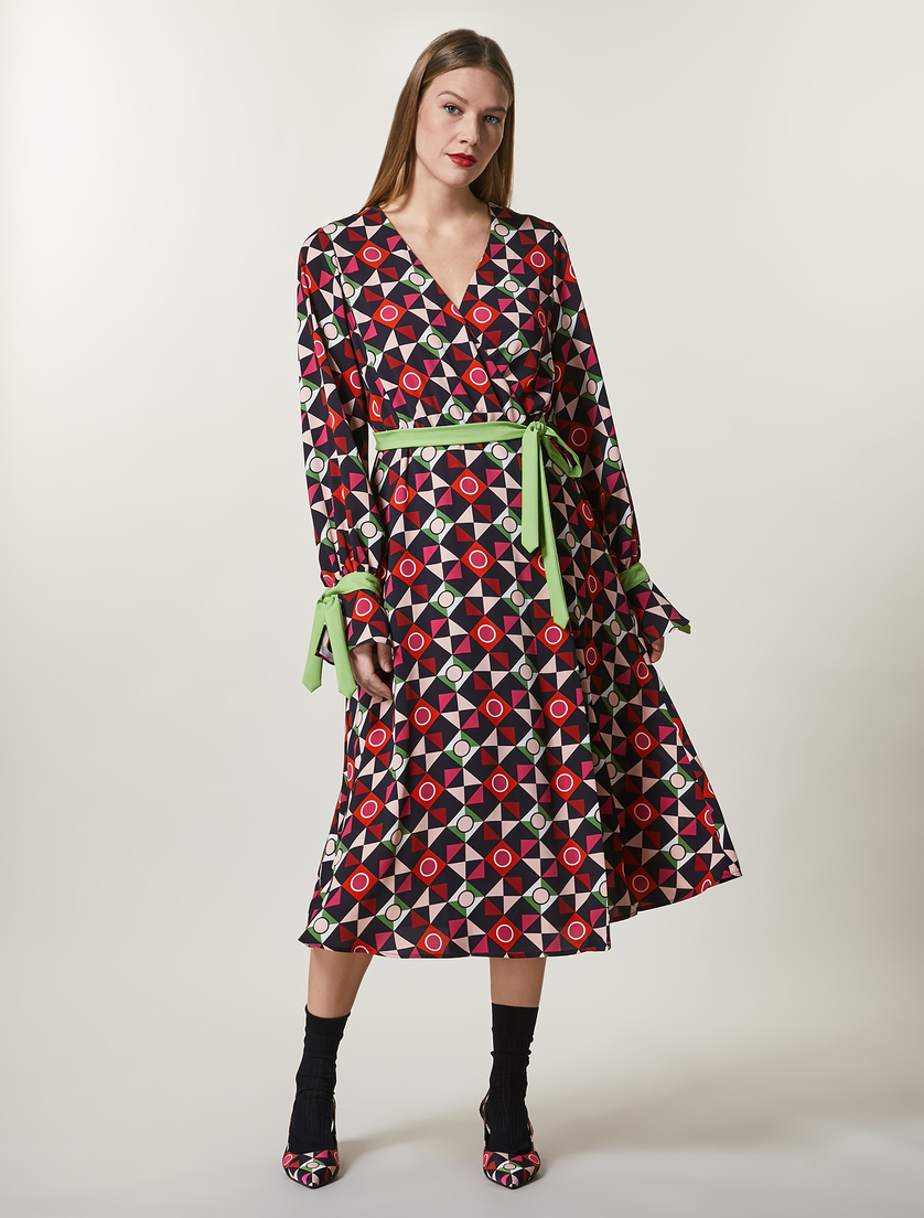 Printed cady dress - Dark navy - Marina Rinaldi