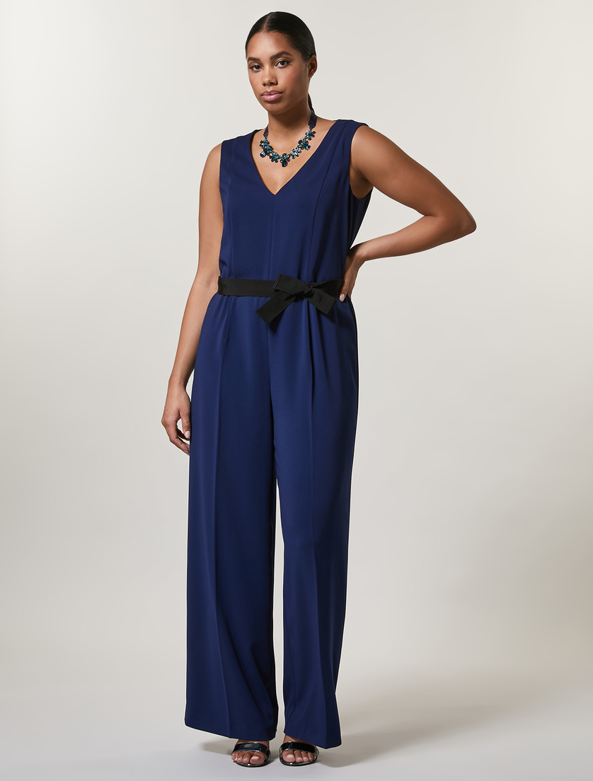 Fluid fabric jumpsuit - China blue - Marina Rinaldi - 4