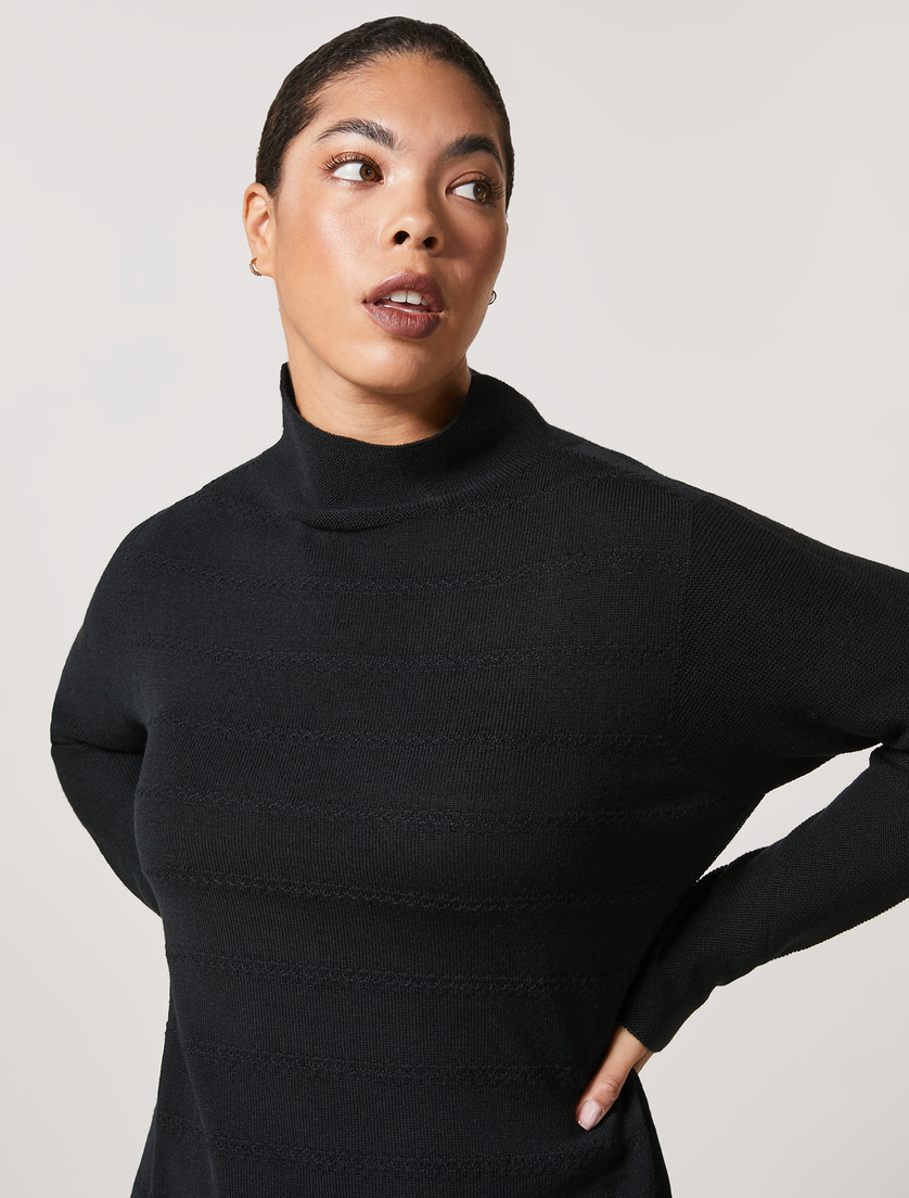 Kleid aus Wollgemisch - Schwarz - Marina Rinaldi - 2