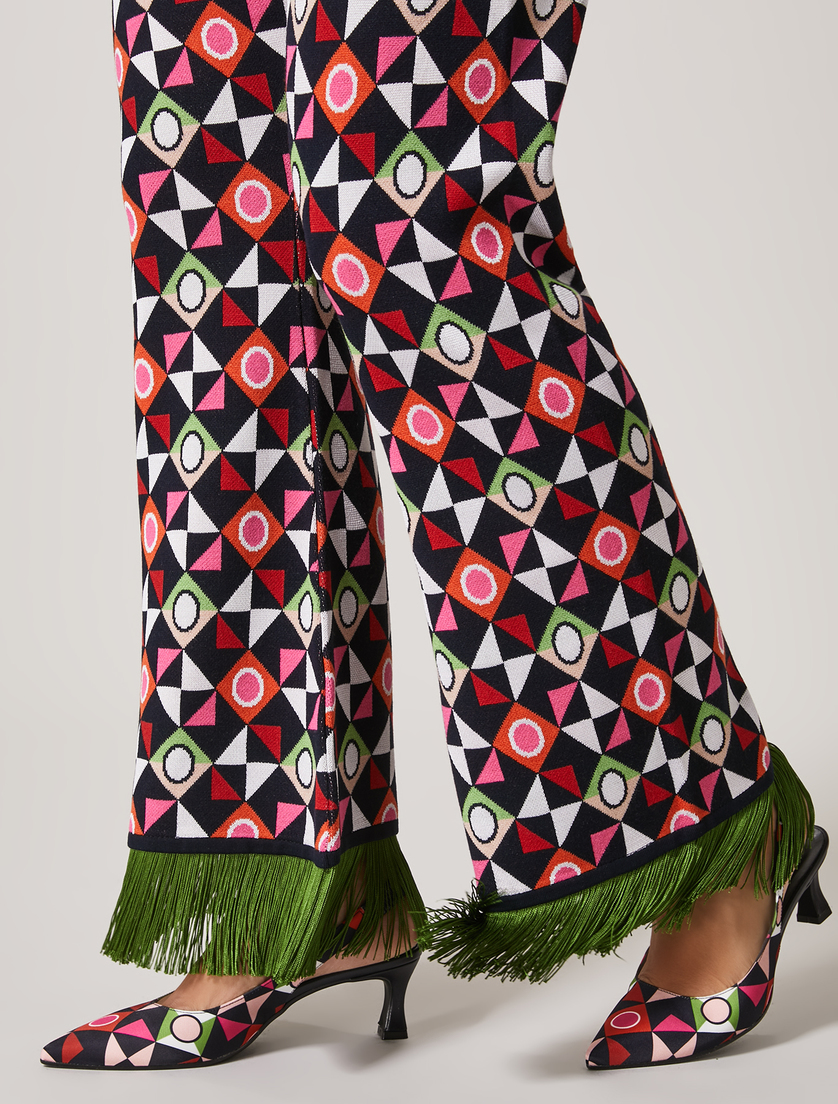 Pantalon en maille à motif - Blue foncé - Marina Rinaldi - 3
