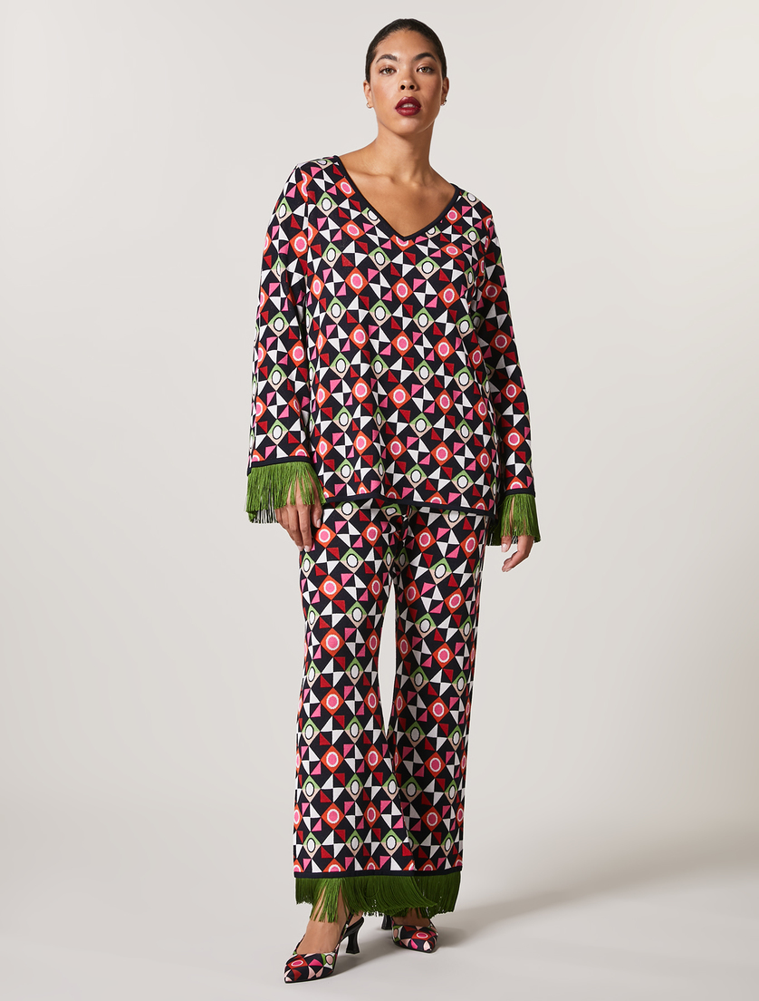 Pantalon en maille à motif - Blue foncé - Marina Rinaldi