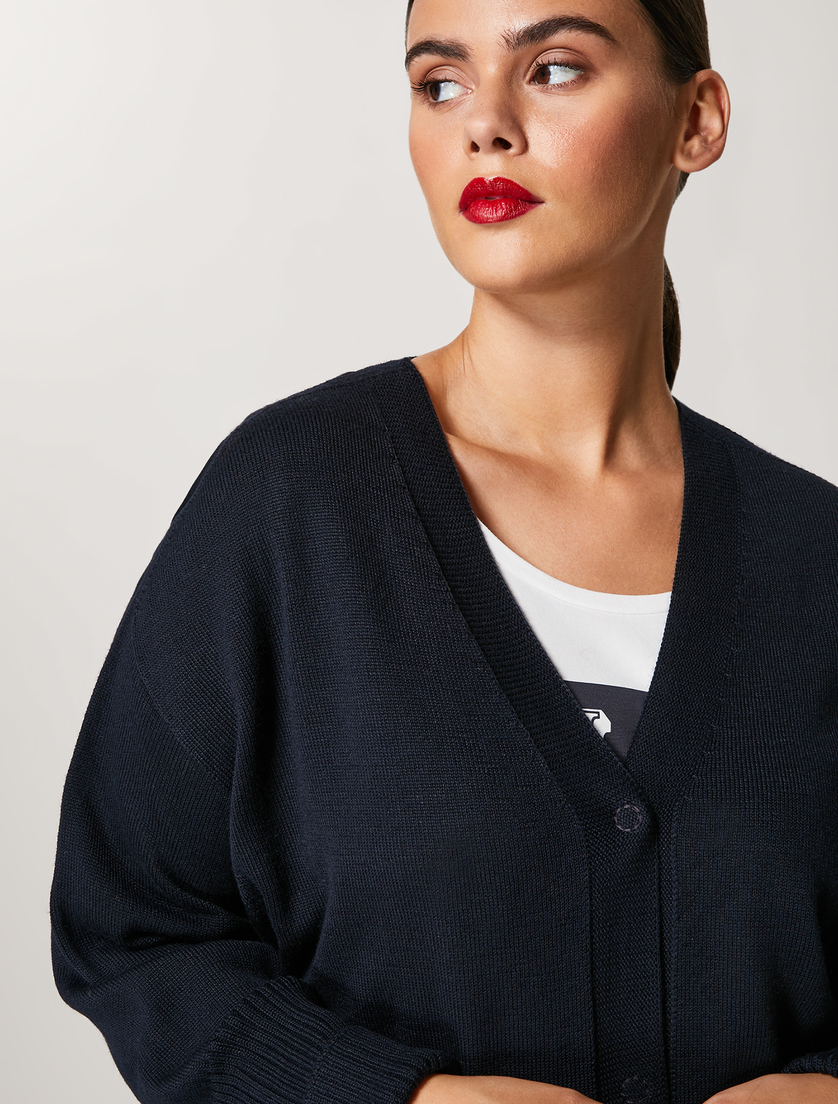 Wool-blend cardigan - Dark navy - Marina Rinaldi - 2