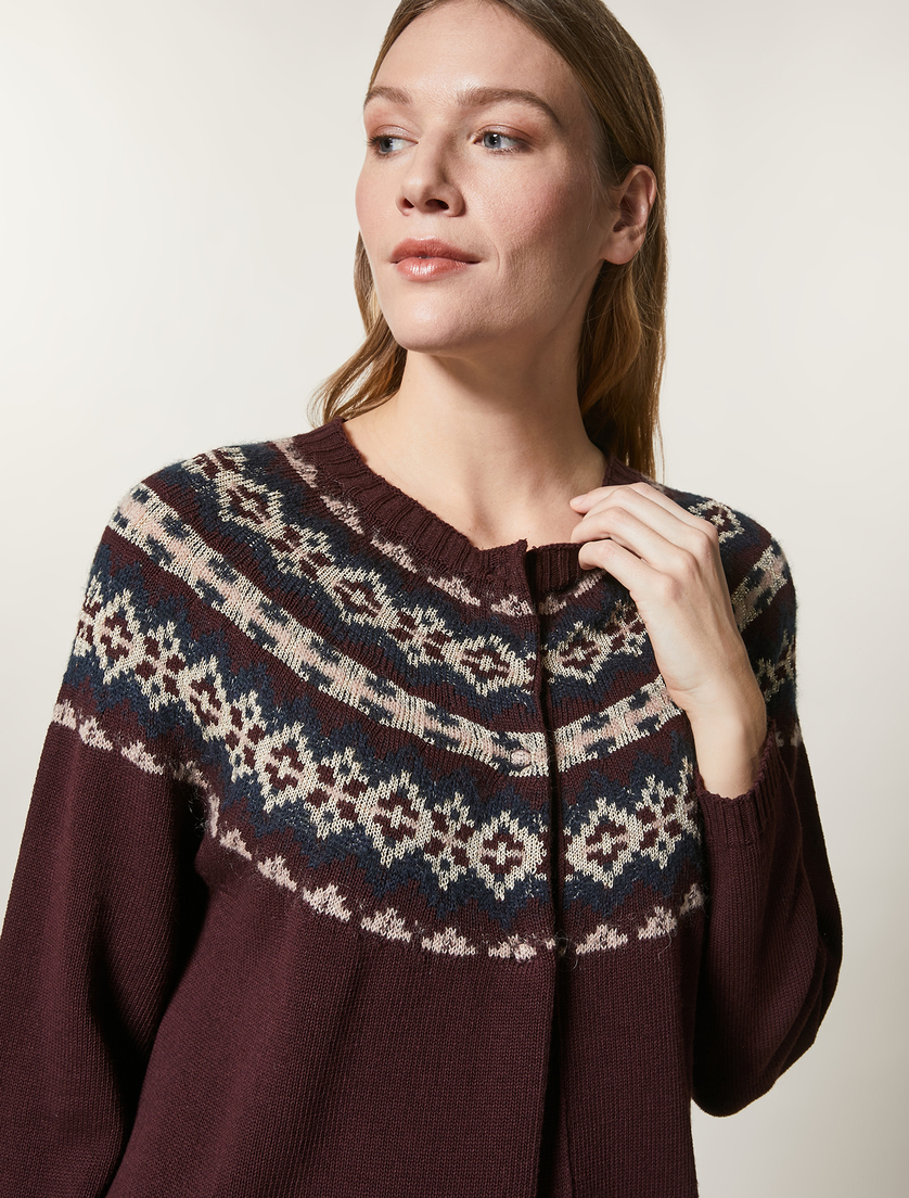 Viscose and wool-blend cardigan - Bordeaux - Marina Rinaldi - 2