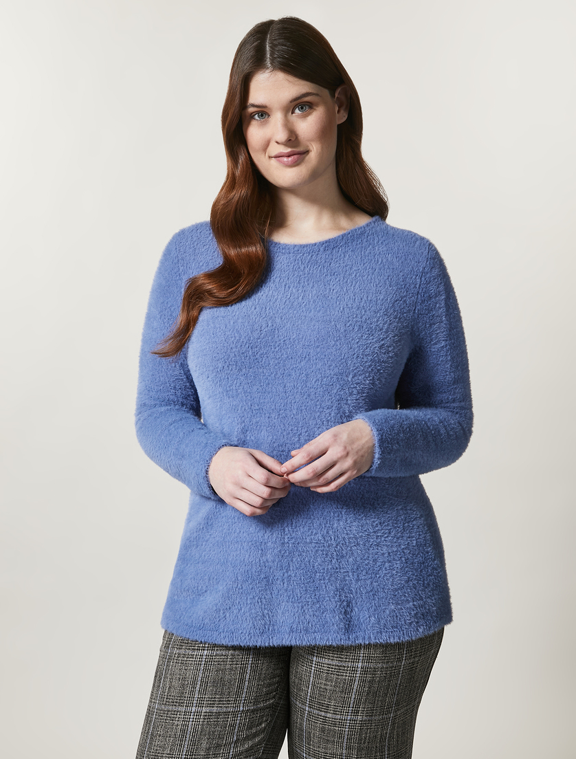 Plush-look yarn sweater - Ski blue - Marina Rinaldi