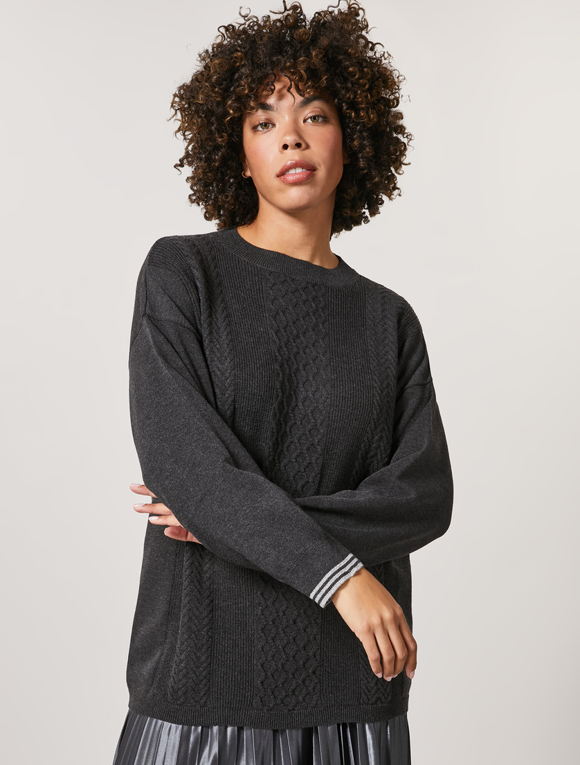 Pullover aus Viskose mit Stretchanteil - Dunkelgrau - Marina Rinaldi