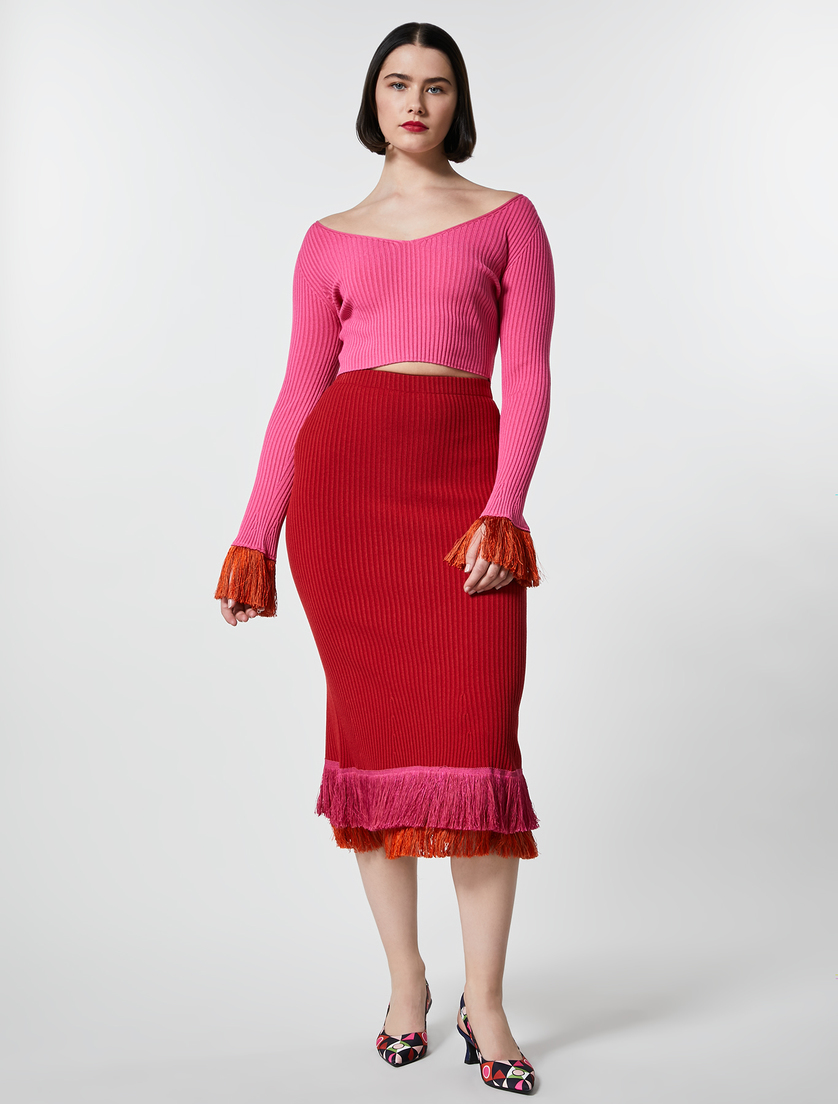 Cropped-Pullover aus Viskose - Fuchsia - Marina Rinaldi - 4