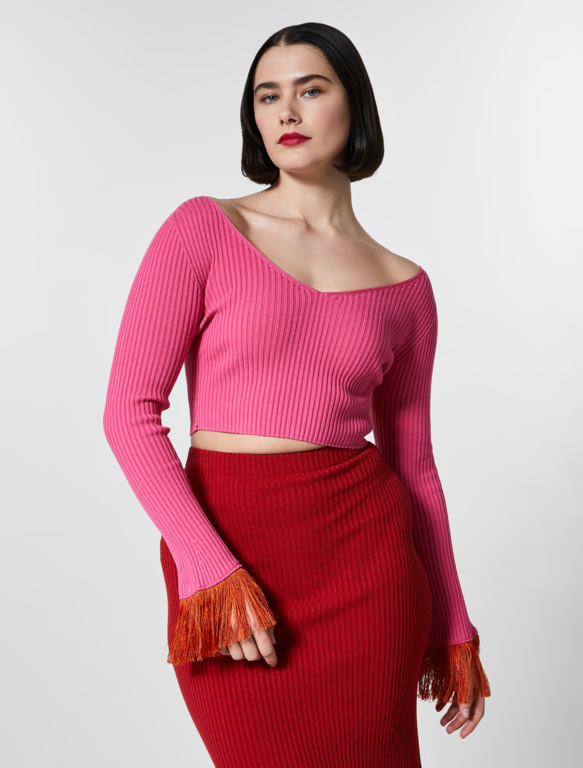Cropped-Pullover aus Viskose - Fuchsia - Marina Rinaldi