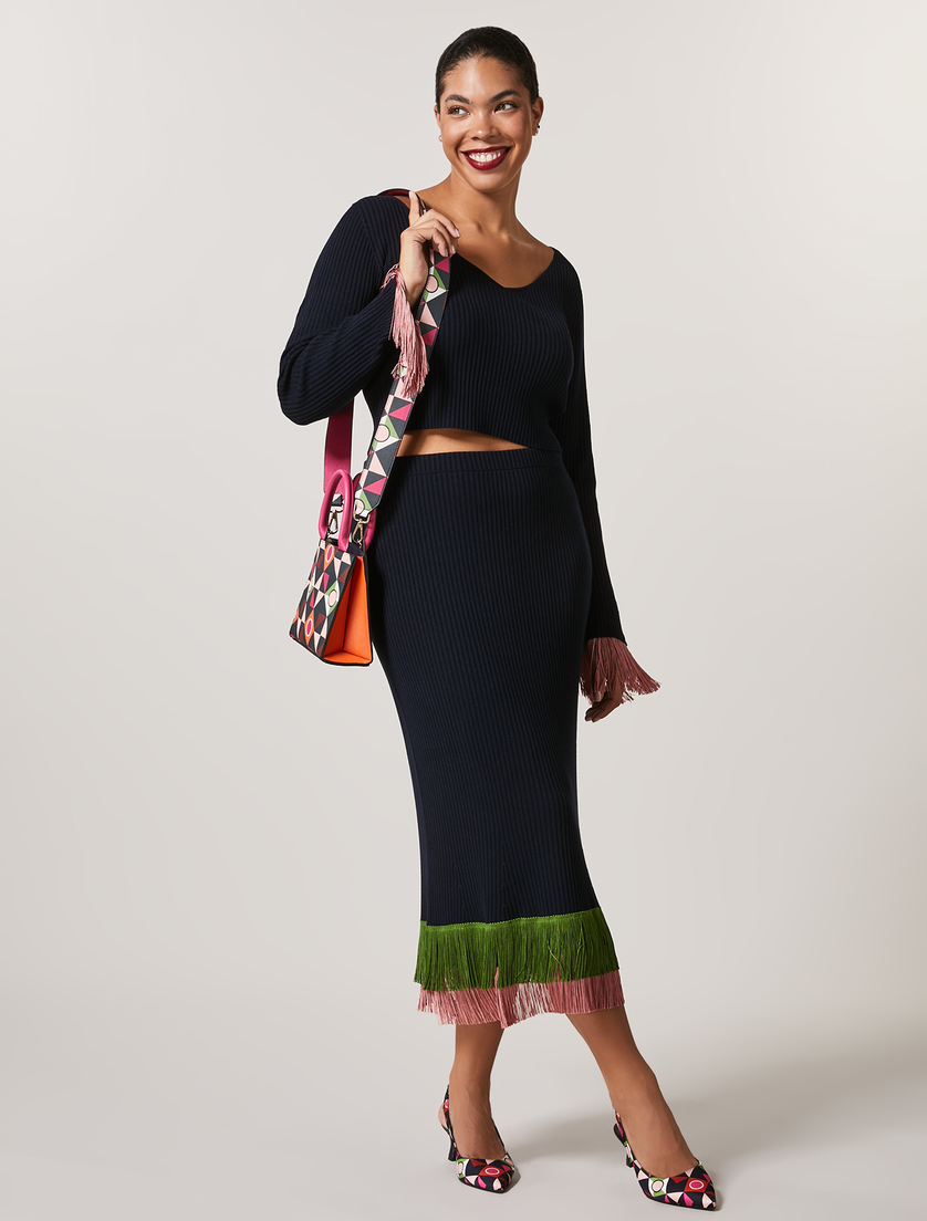 Cropped viscose jumper - Dark navy - Marina Rinaldi - 4