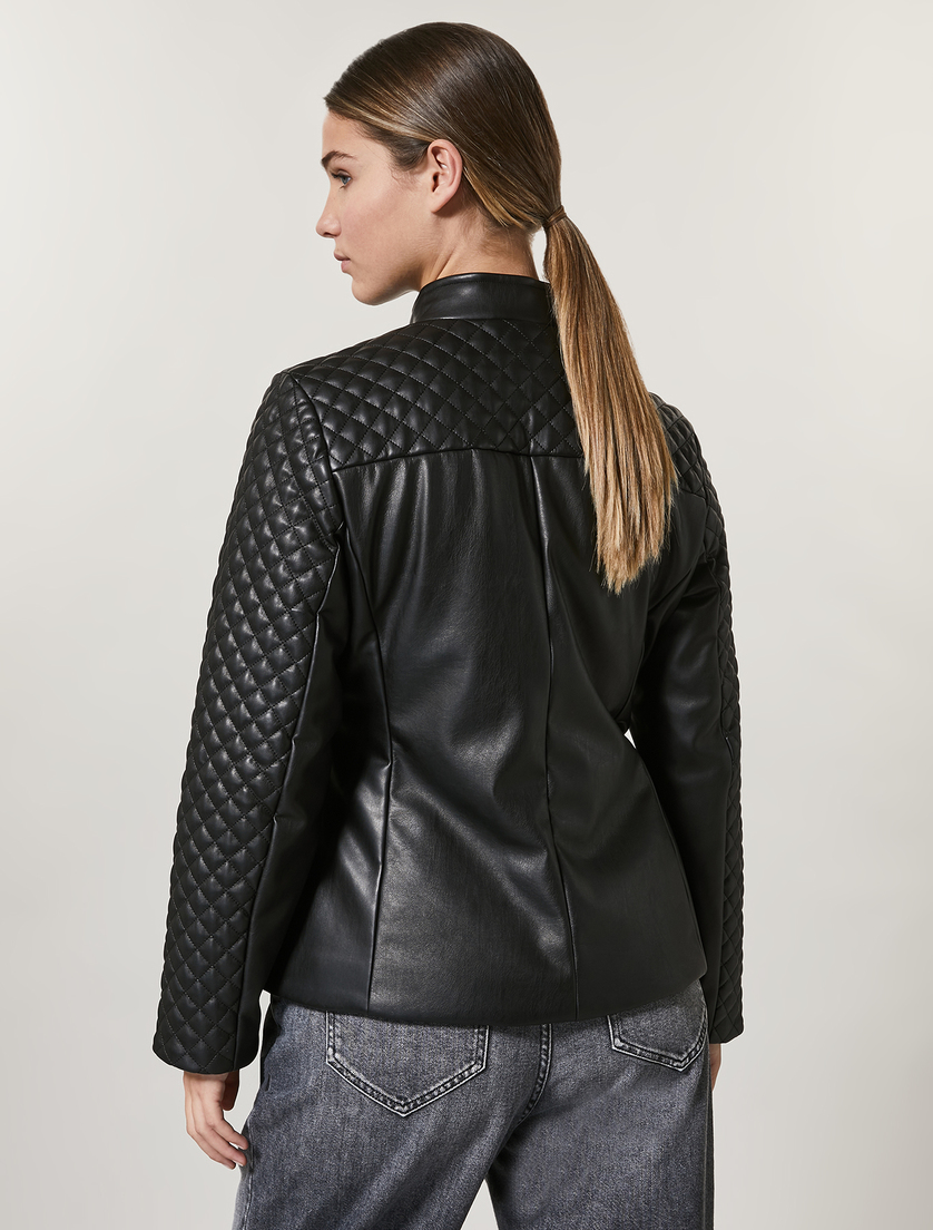 Nappa leather-look down jacket - Black - Marina Rinaldi - 3