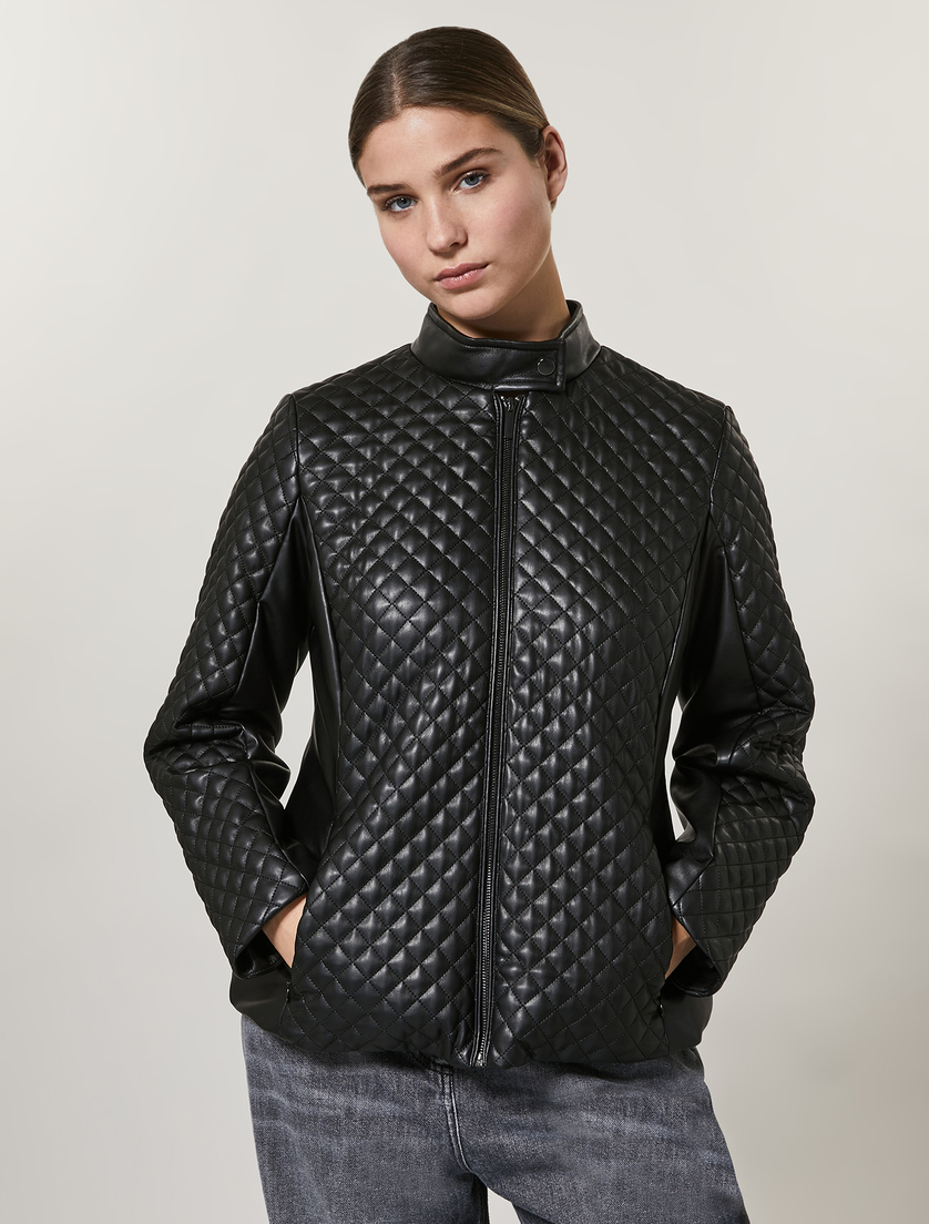 Nappa leather-look down jacket - Black - Marina Rinaldi