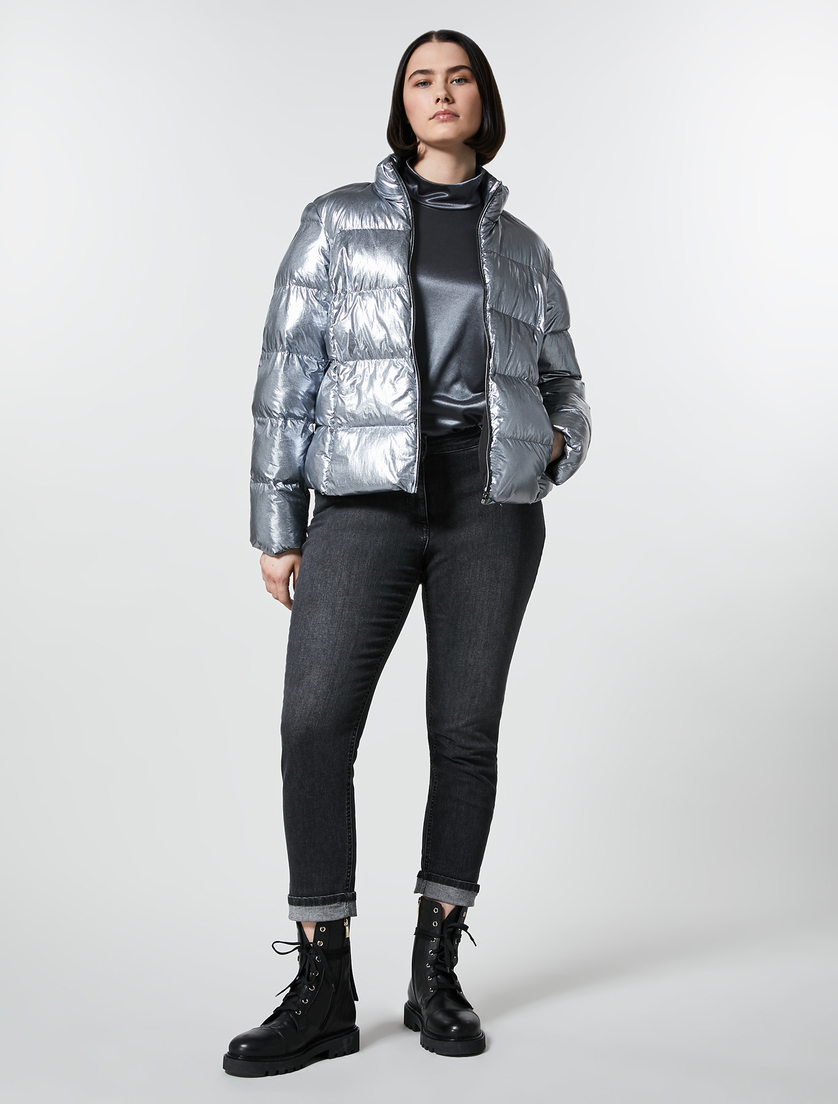Metal-look down jacket - Dark grey - Marina Rinaldi - 4