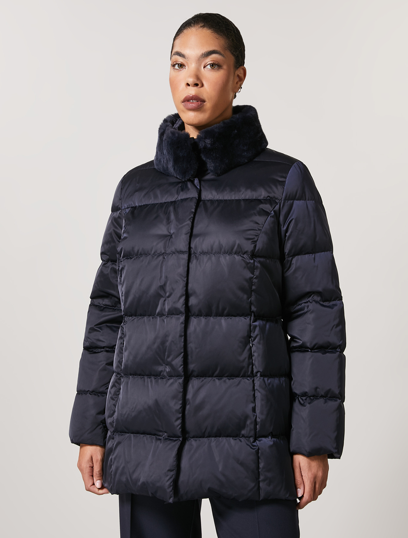 Satin down jacket - Dark navy - Marina Rinaldi