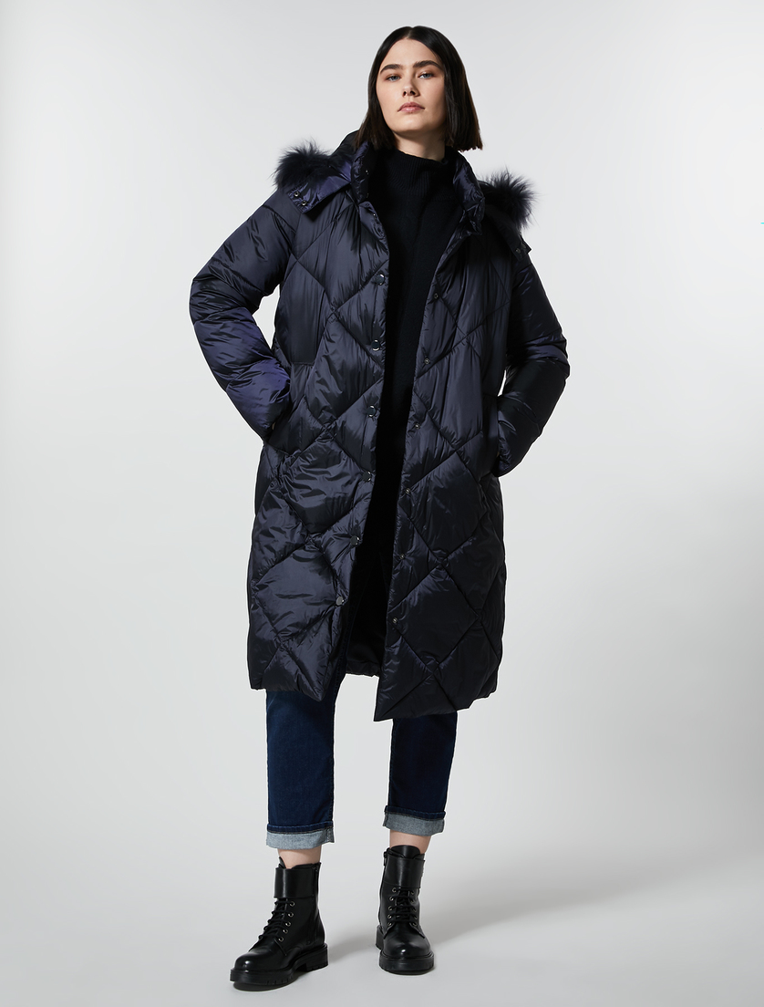 Metal-look down jacket - Dark navy - Marina Rinaldi - 4