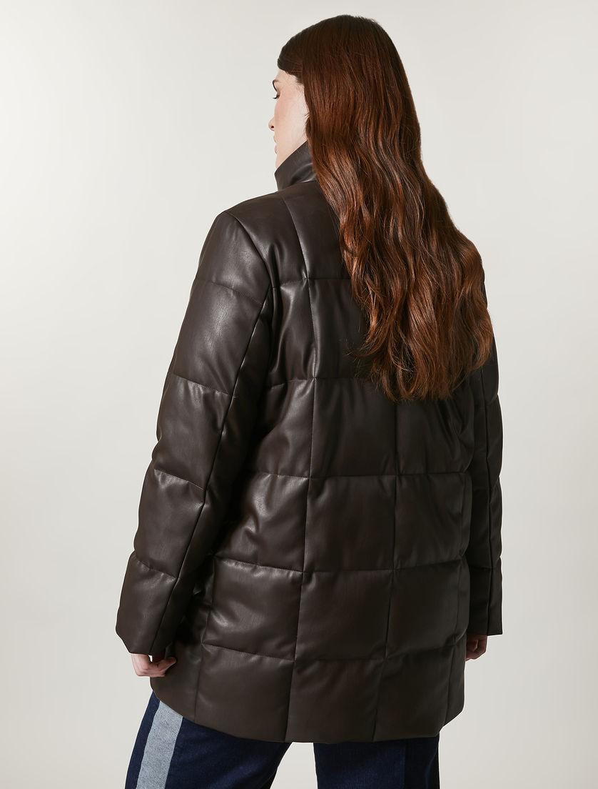 Coated fabric down jacket - Brown - Marina Rinaldi - 3