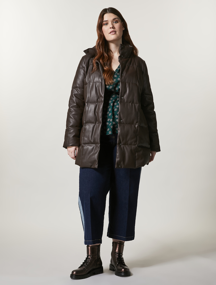 Coated fabric down jacket - Brown - Marina Rinaldi - 4