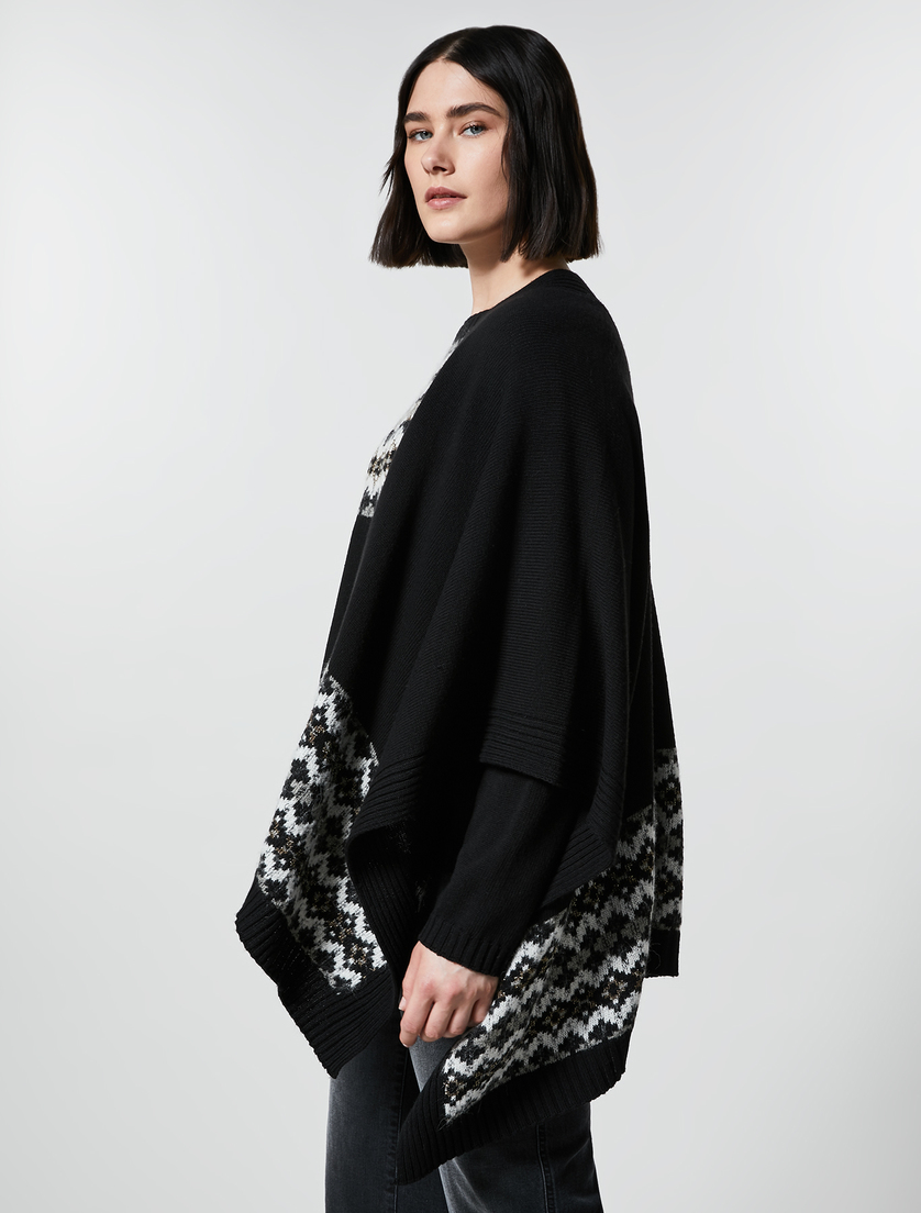 Viscose and wool cape - Black - Marina Rinaldi - 2