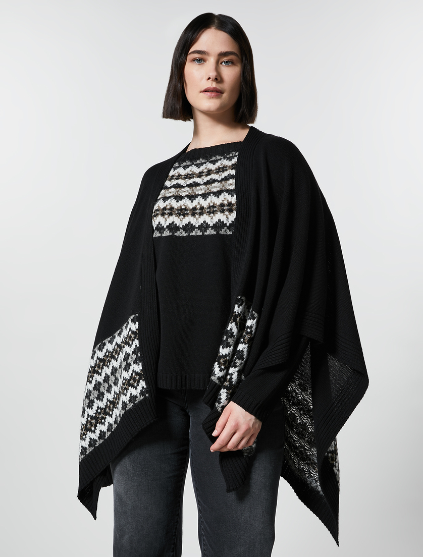 Viscose and wool cape - Black - Marina Rinaldi