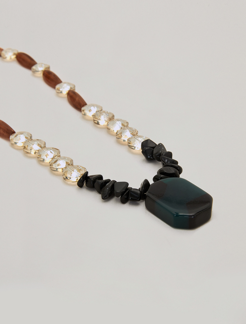 Collier avec pierres et cristaux - Brun - Marina Rinaldi - 2