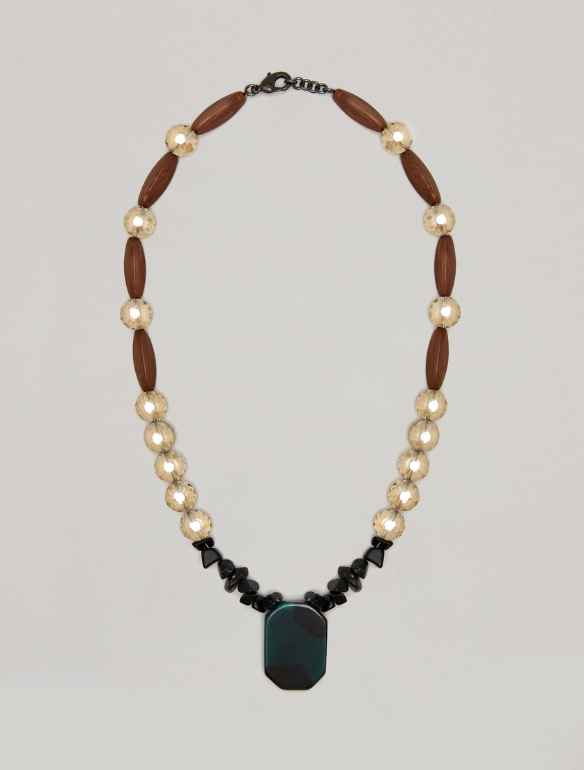 Collier avec pierres et cristaux - Brun - Marina Rinaldi
