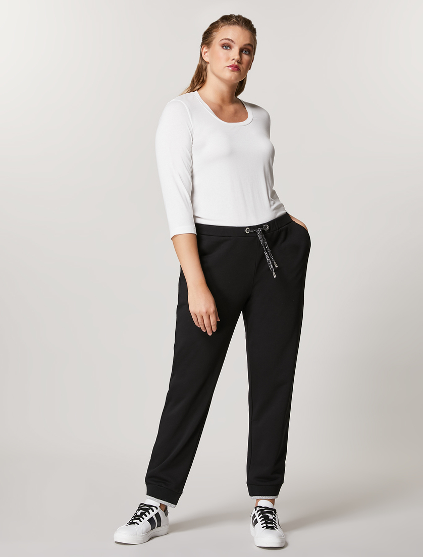 Cotton-blend trousers - Black - Marina Rinaldi
