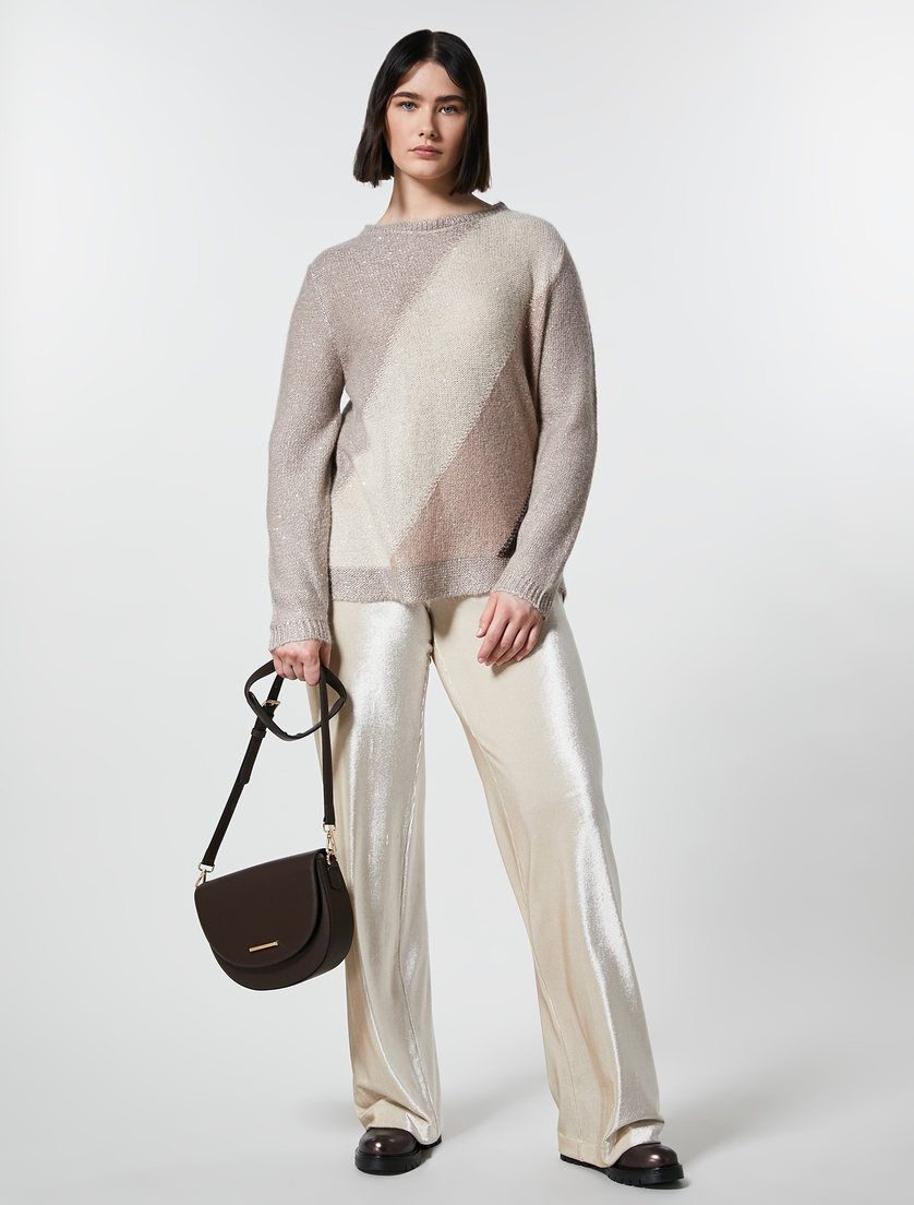 Hose aus Samt-Jersey - Helles Beige - Marina Rinaldi - 5