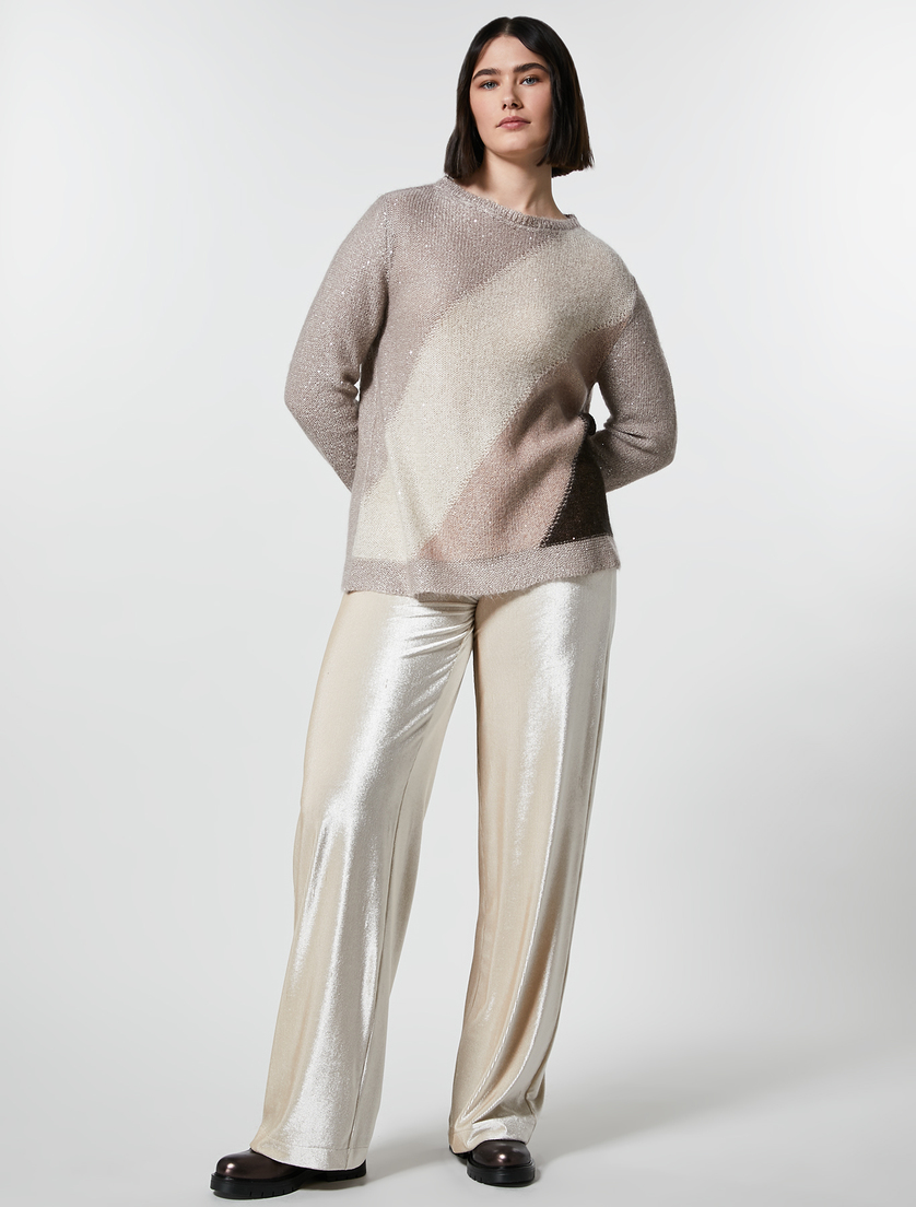 Hose aus Samt-Jersey - Helles Beige - Marina Rinaldi