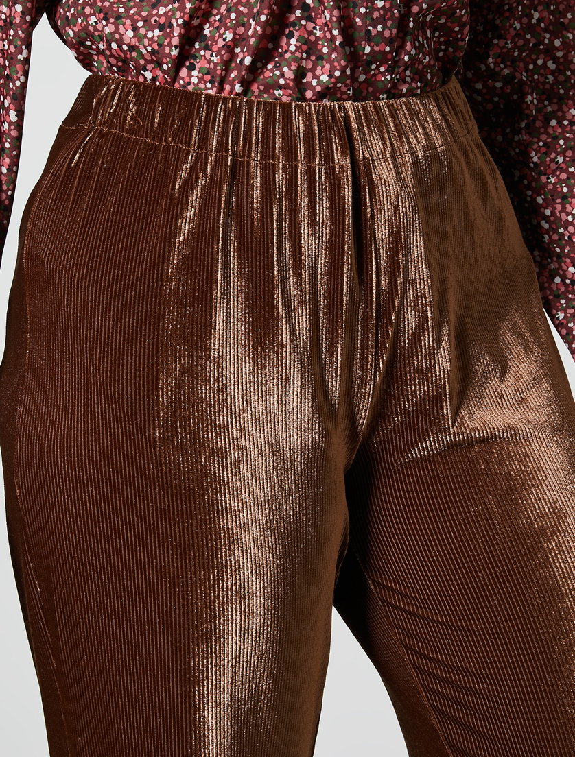 Velvet jersey trousers - Brown - Marina Rinaldi - 3