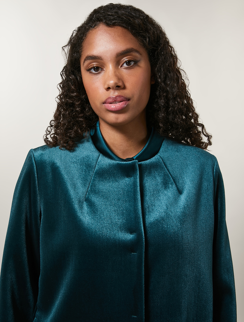 Double-faced velvet coat - Dark green - Marina Rinaldi - 2