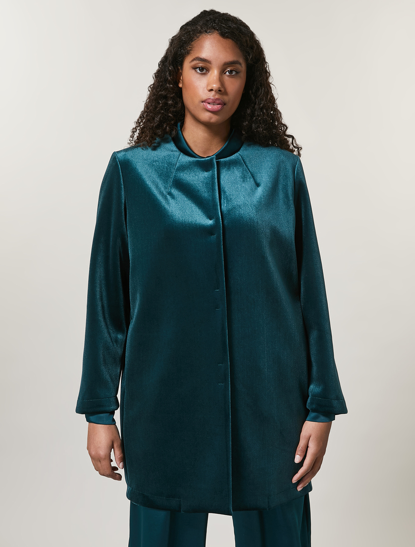 Double-faced velvet coat - Dark green - Marina Rinaldi