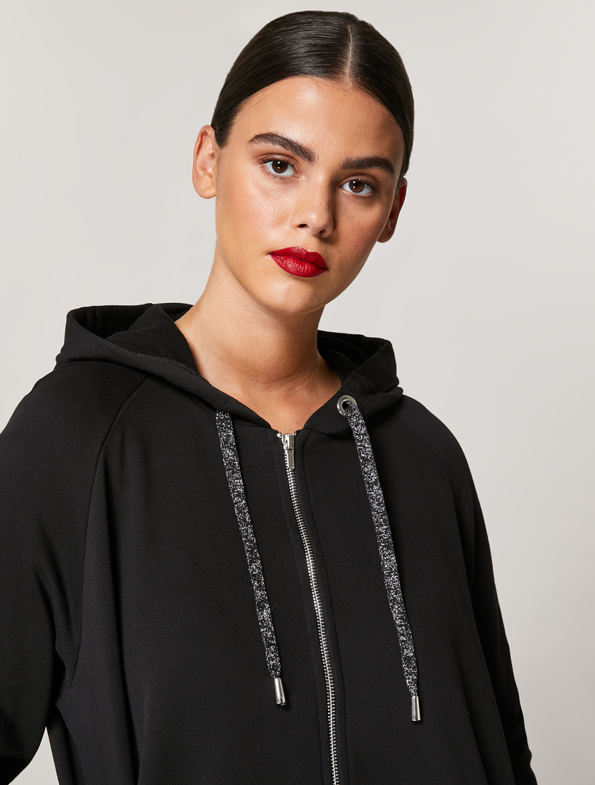 Cotton-blend sweatshirt - Black - Marina Rinaldi - 2