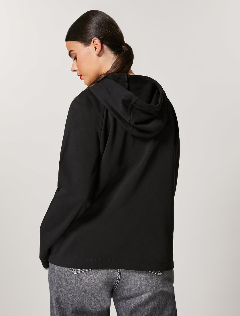 Cotton-blend sweatshirt - Black - Marina Rinaldi - 3