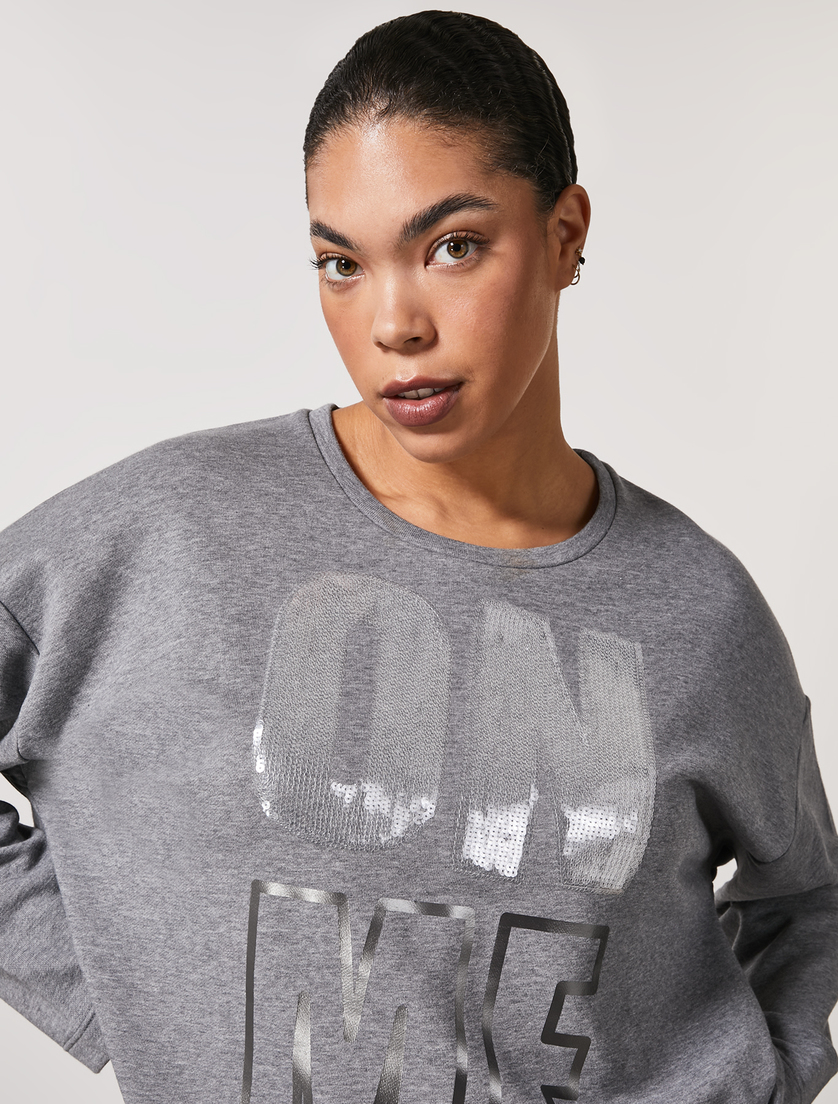 Cotton-blend sweatshirt - Dark grey - Marina Rinaldi - 2