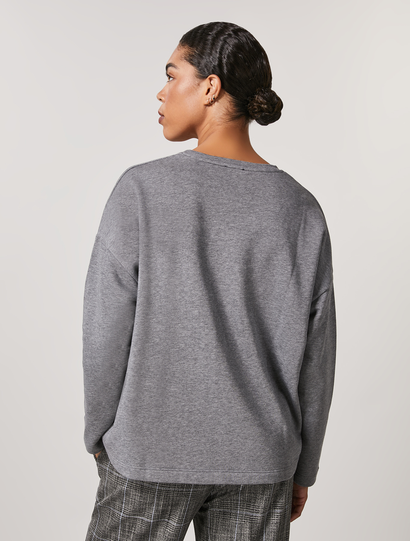 Cotton-blend sweatshirt - Dark grey - Marina Rinaldi - 3