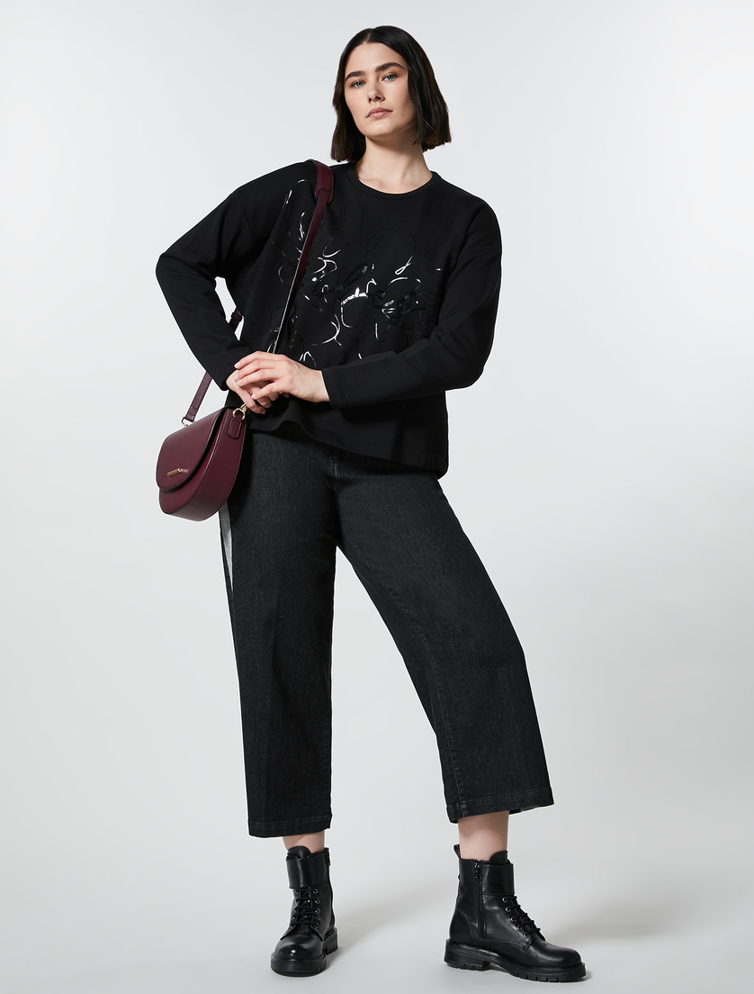 Cotton-blend sweatshirt - Black - Marina Rinaldi - 4