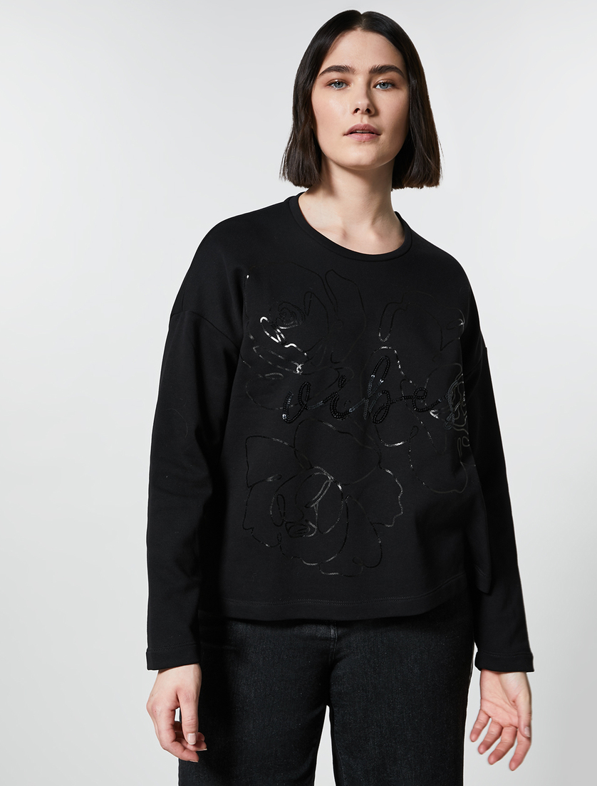 Cotton-blend sweatshirt - Black - Marina Rinaldi
