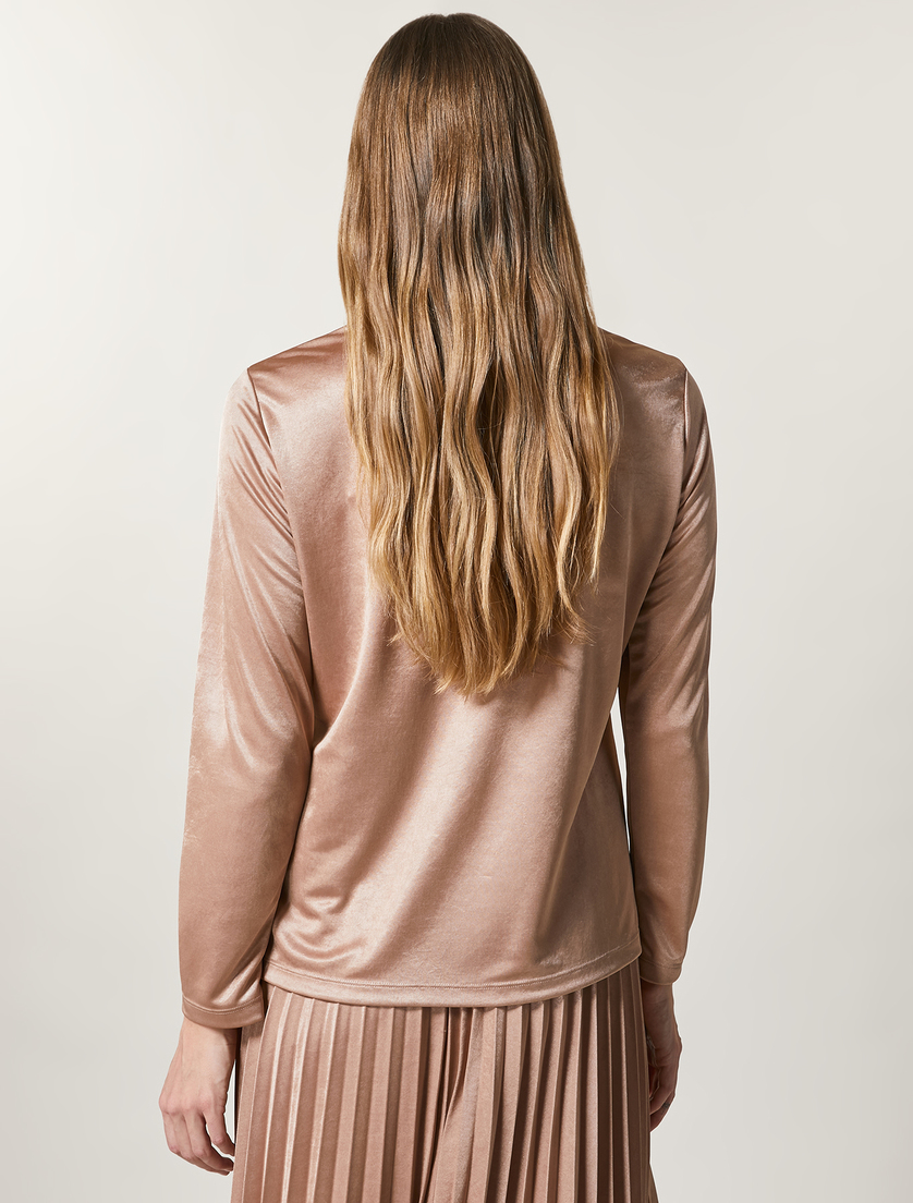 Shiny jersey polo-neck sweater - Pink - Marina Rinaldi - 3