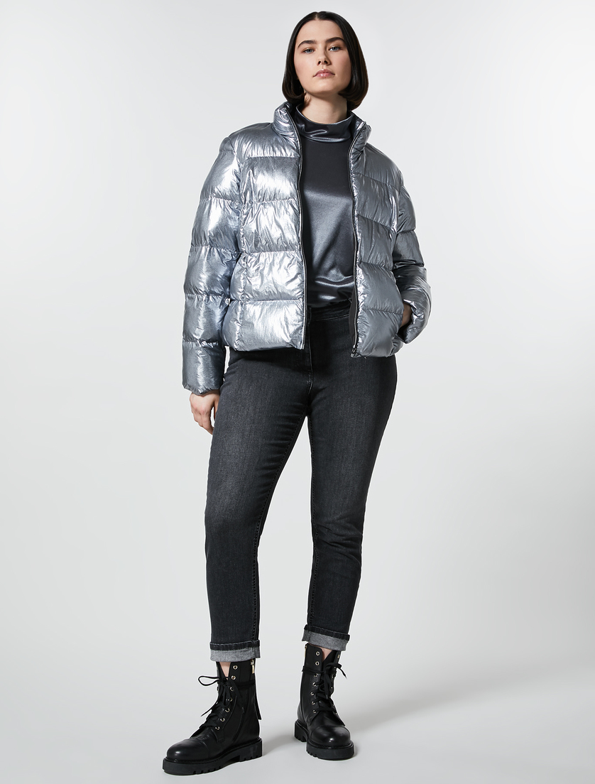 Shiny jersey polo-neck sweater - Dark grey - Marina Rinaldi - 4