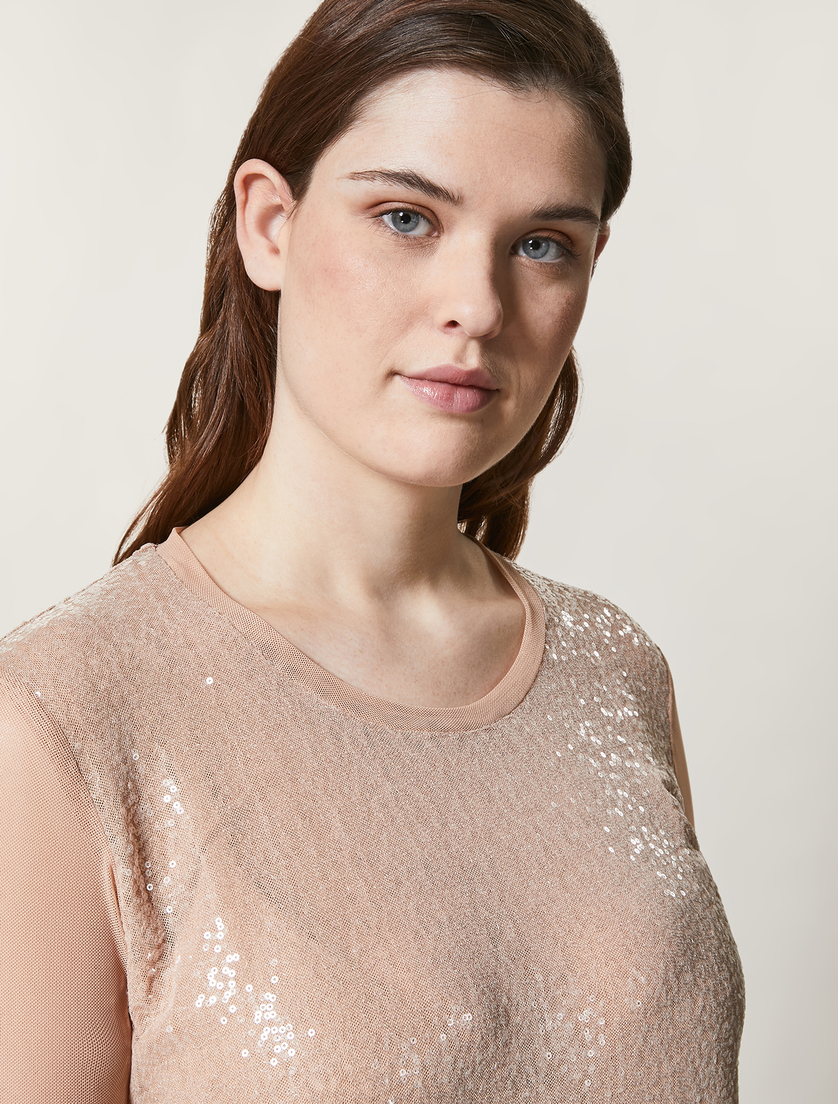 T-Shirt aus Jersey mit Pailletten - Rosa - Marina Rinaldi - 2