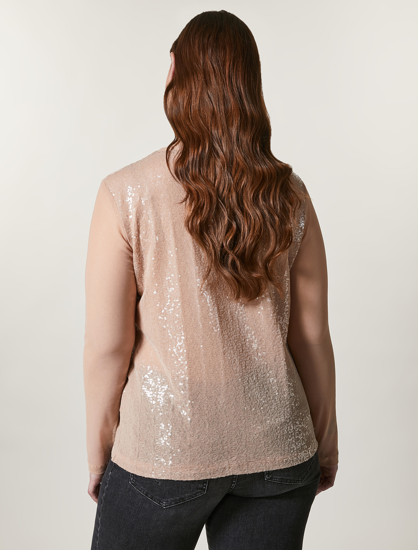 T-Shirt aus Jersey mit Pailletten - Rosa - Marina Rinaldi - 3